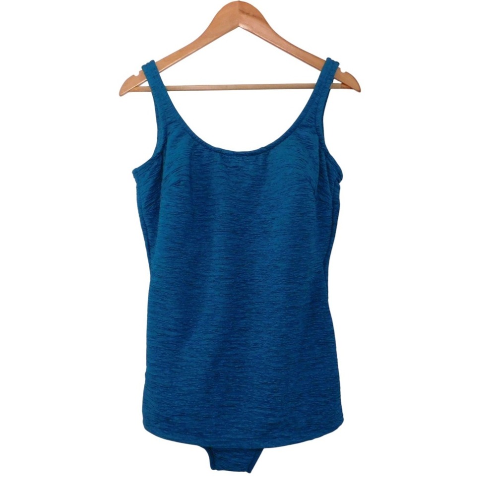 NEW Penbrooke‎ Krinkle Size 20W Teal One-Piece Swimsuit Modest
